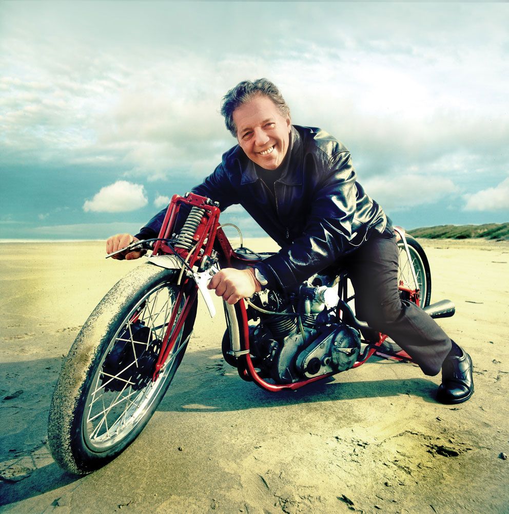 Tim Shadbolt on Burt Munro's motor cycle