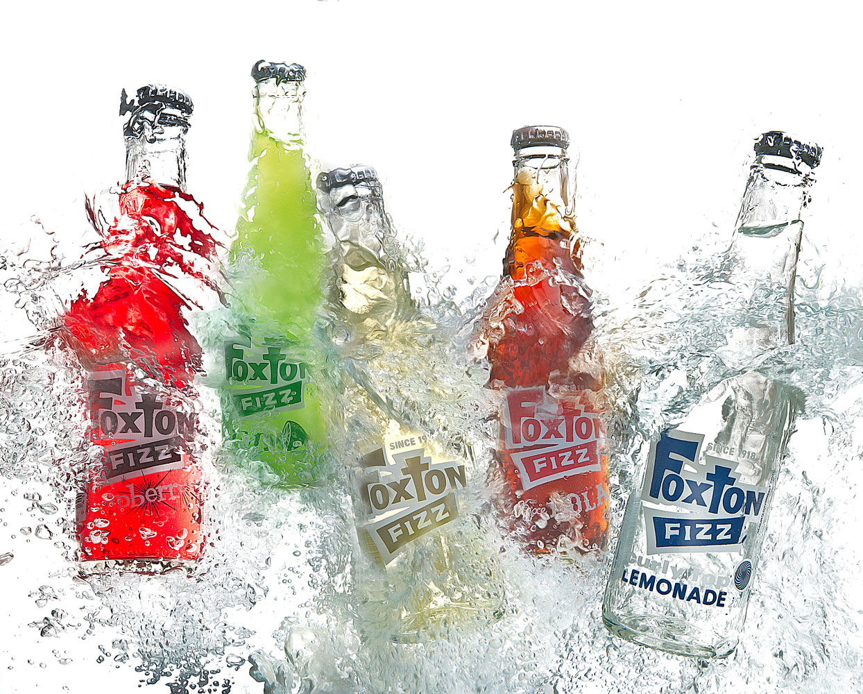 Foxton Fizz splash pack shots photography